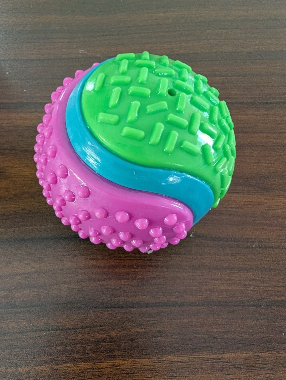 Dog Textured Bell Play Ball - Pink, Green & Blue